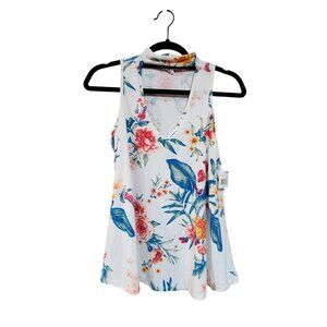 Eye Candy Sleeveless Floral Print Tunic Tank Top Womens M